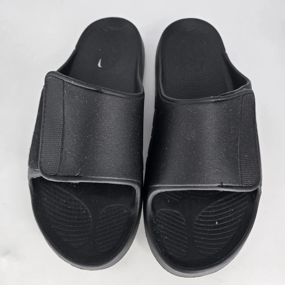 oofos OOahh Sport Flex slide Sandal - Matte black size mens 15 - Picture 4 of 11